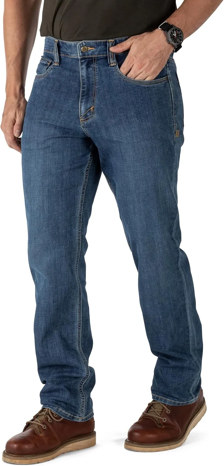 5.11 Tactical Men's Defender-Flex Regular Fit Jeans, 7 Pockets, Fitted Waistband, Style 74477