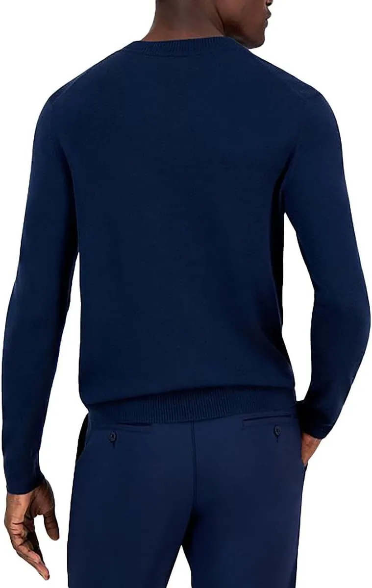 Alfani Mens Ribbed Trim Extra Fine Merino Wool V-Neck Sweater