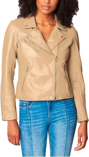 [BLANKNYC] Womens Luxury Clothing Semi Fitted Vegan Leather Motorcycle Jacket