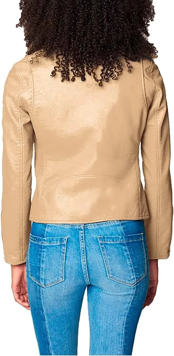[BLANKNYC] Womens Luxury Clothing Semi Fitted Vegan Leather Motorcycle Jacket