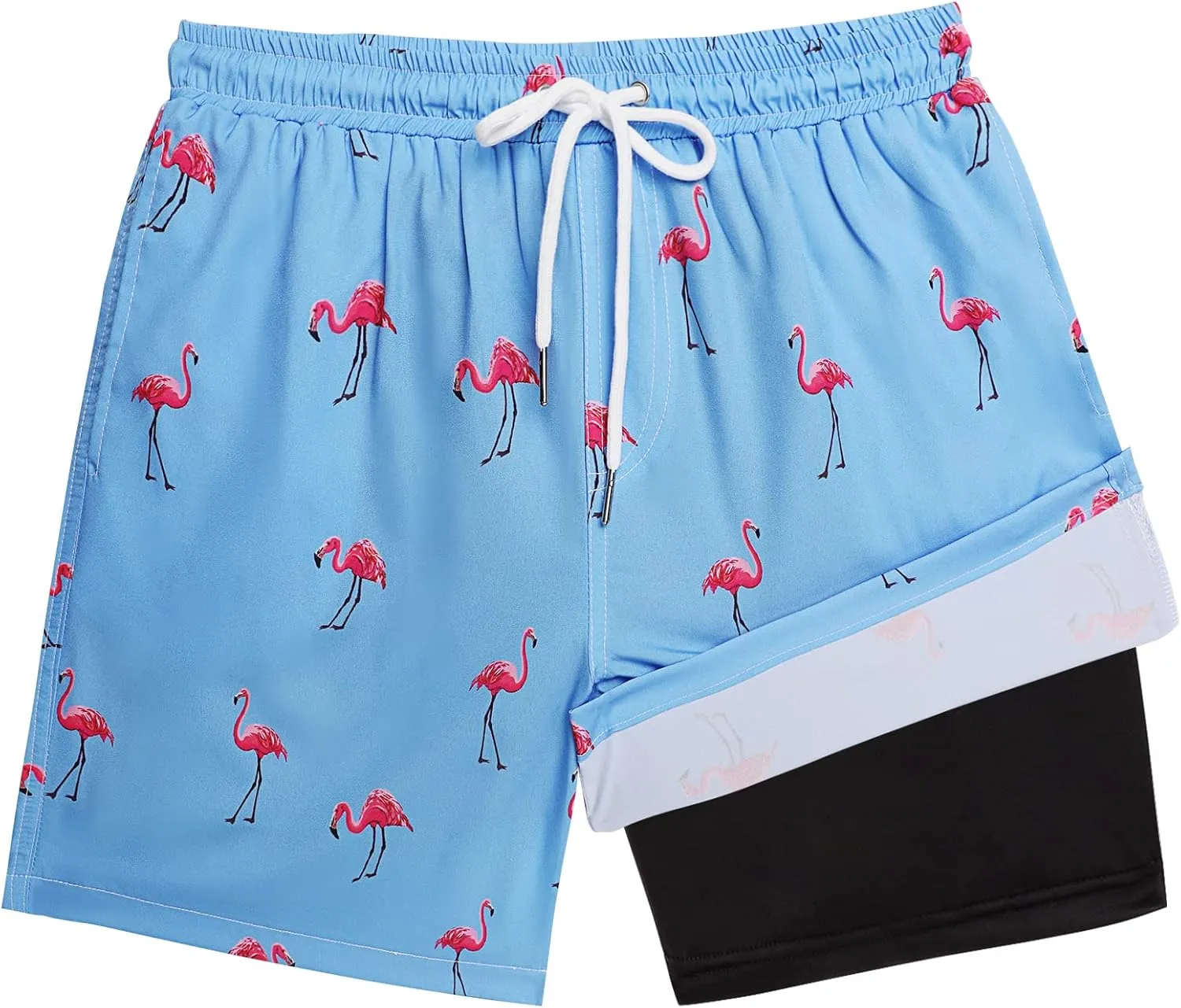 Boys Swim Trunks with Boxer Brief Liner Compression Swim Shorts Quick Dry Bathing Suit Swimwear 5-20 Years