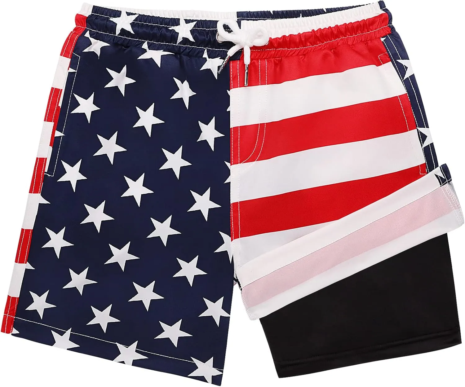 Boys Swim Trunks with Boxer Brief Liner Compression Swim Shorts Quick Dry Bathing Suit Swimwear 5-20 Years
