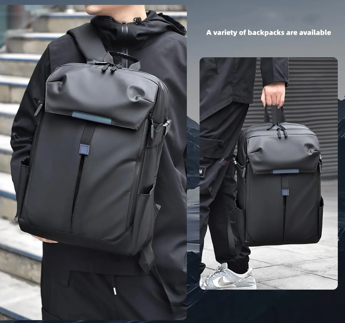 Business Travel Computer Bag Large Capacity Backpack Basketball Bag Helmet Bag Outdoor Cycling Bag (Upgraded black)