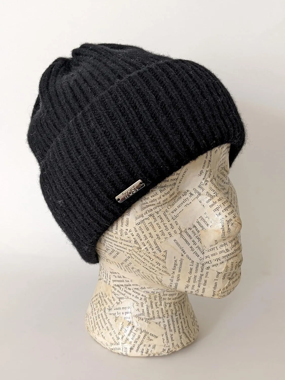 Cashmere Rolled Out Cuff Ribbed snug fit Beanie, Warm Winter Knitted hat CSH1102