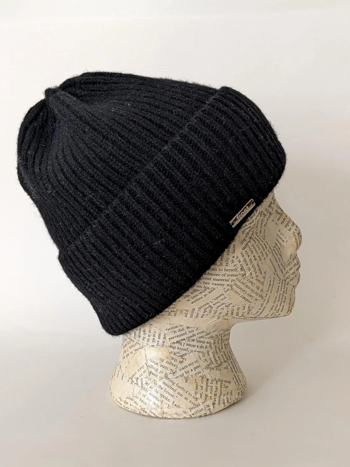 Cashmere Rolled Out Cuff Ribbed snug fit Beanie, Warm Winter Knitted hat CSH1102