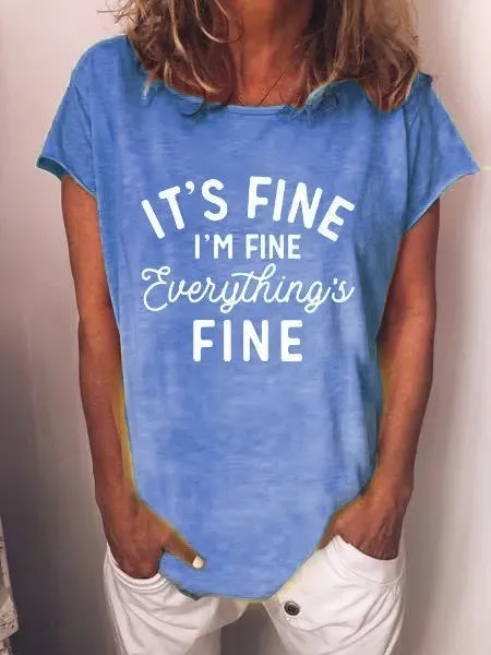 Casual simple plus size letter pullover T-shirt