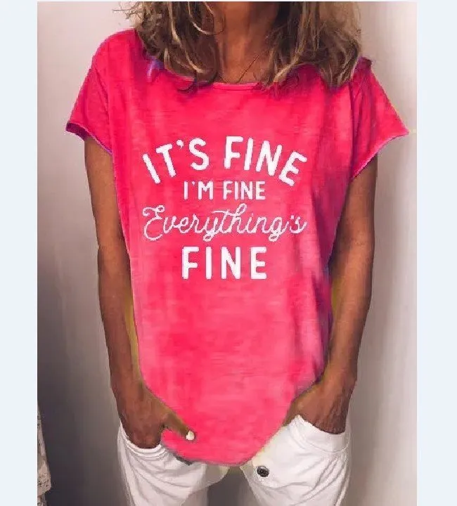 Casual simple plus size letter pullover T-shirt