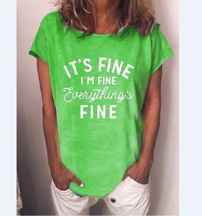 Casual simple plus size letter pullover T-shirt