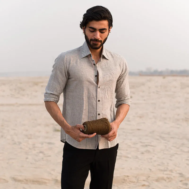 Cotton Shirt For Men | Half Sleeves | Collared | Grey