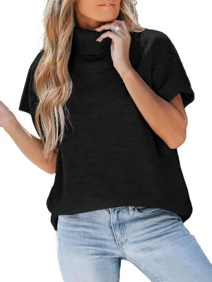 CUPSHE Women's Turtleneck Sweaters Cap Sleeve Knitted Casual Fit Pullover Tops Trendy Fall 2024
