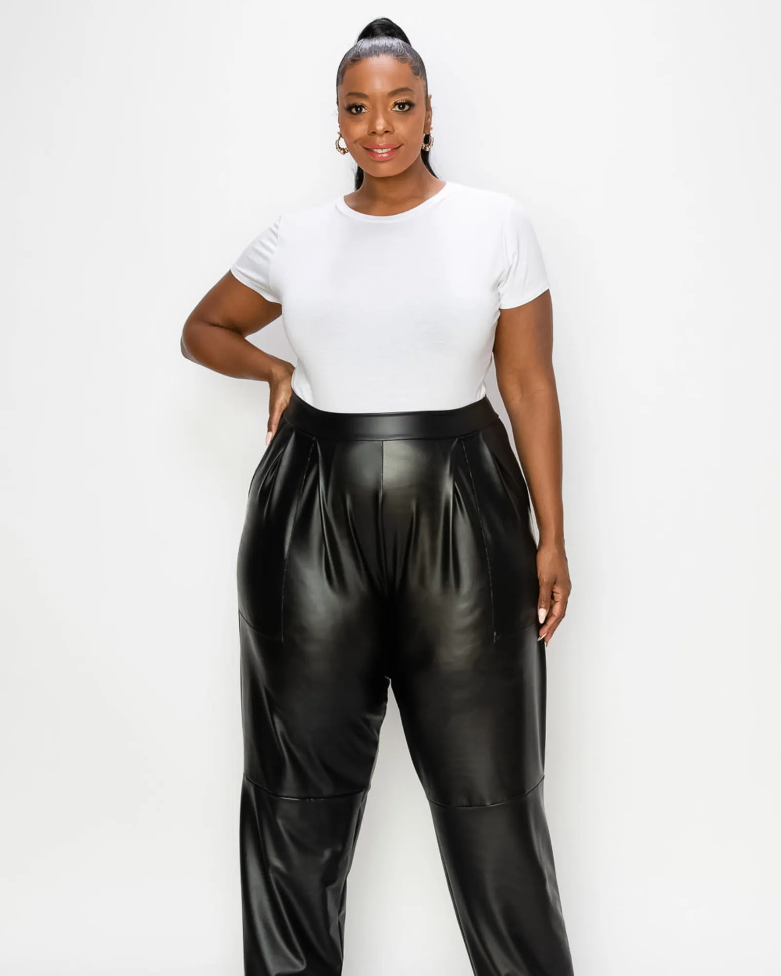 Elise Vegan Leather Pocket Pants | Black