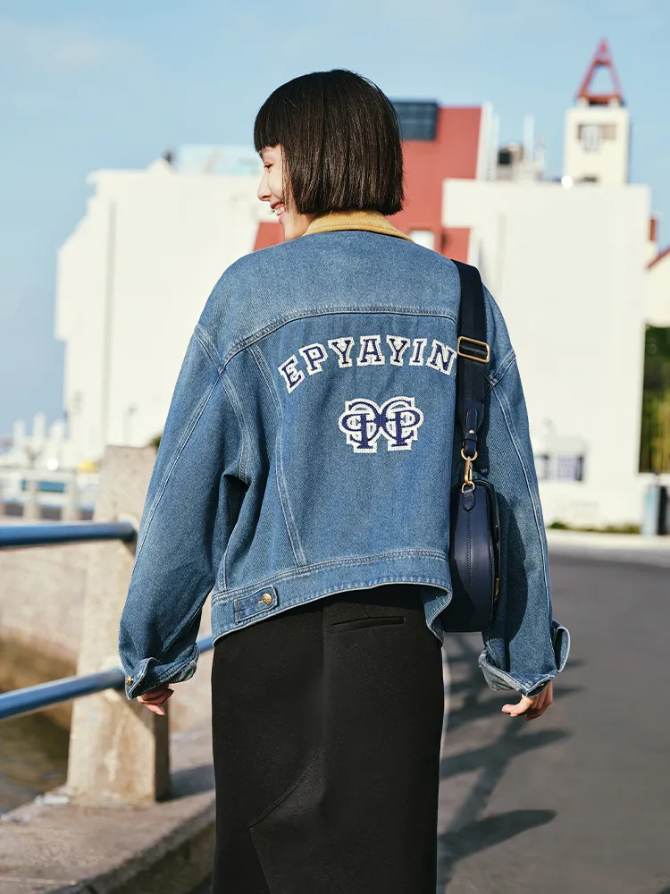 EP YAYING Cloud Denim Cotton Jacket