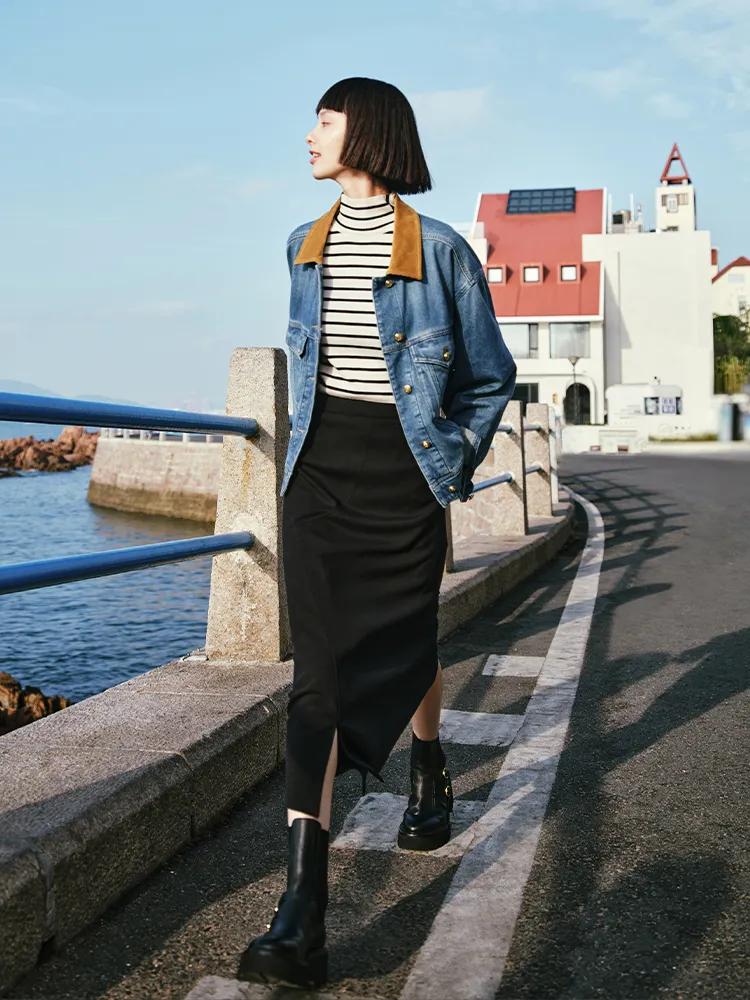 EP YAYING Cloud Denim Cotton Jacket