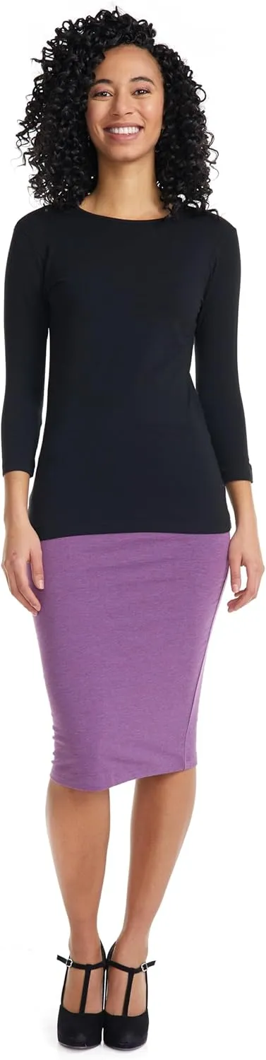 ESTEEZ Womens 3/4 Sleeve Cotton Snug Fit High Neck Base Layering T-Shirt
