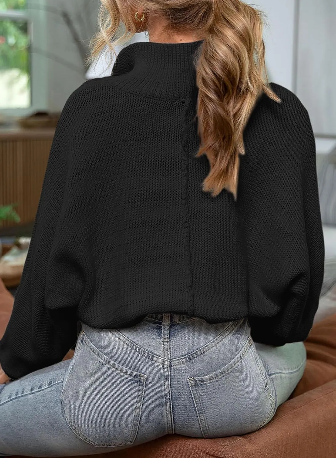 EVALESS Womens Oversized Knit Chunky Fall Sweater Tops 2024 V Neck Long Sleeve Lapel Collar Button Pullover Outfits