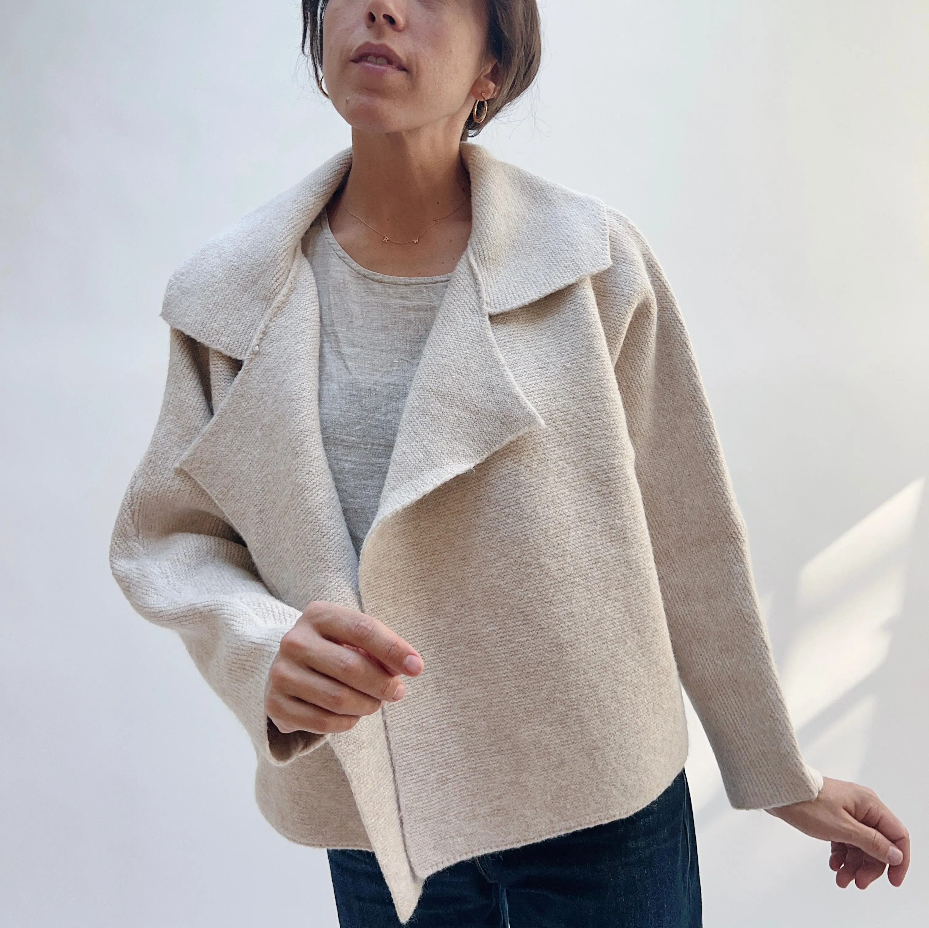 Flap Collar Jacket in Beige