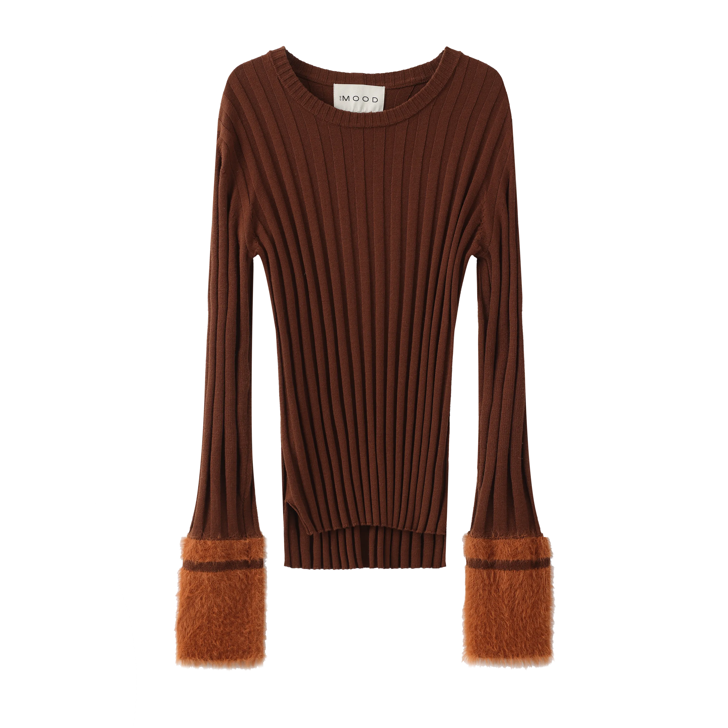 Fuzzy Sleeve Knit sweater - Brown