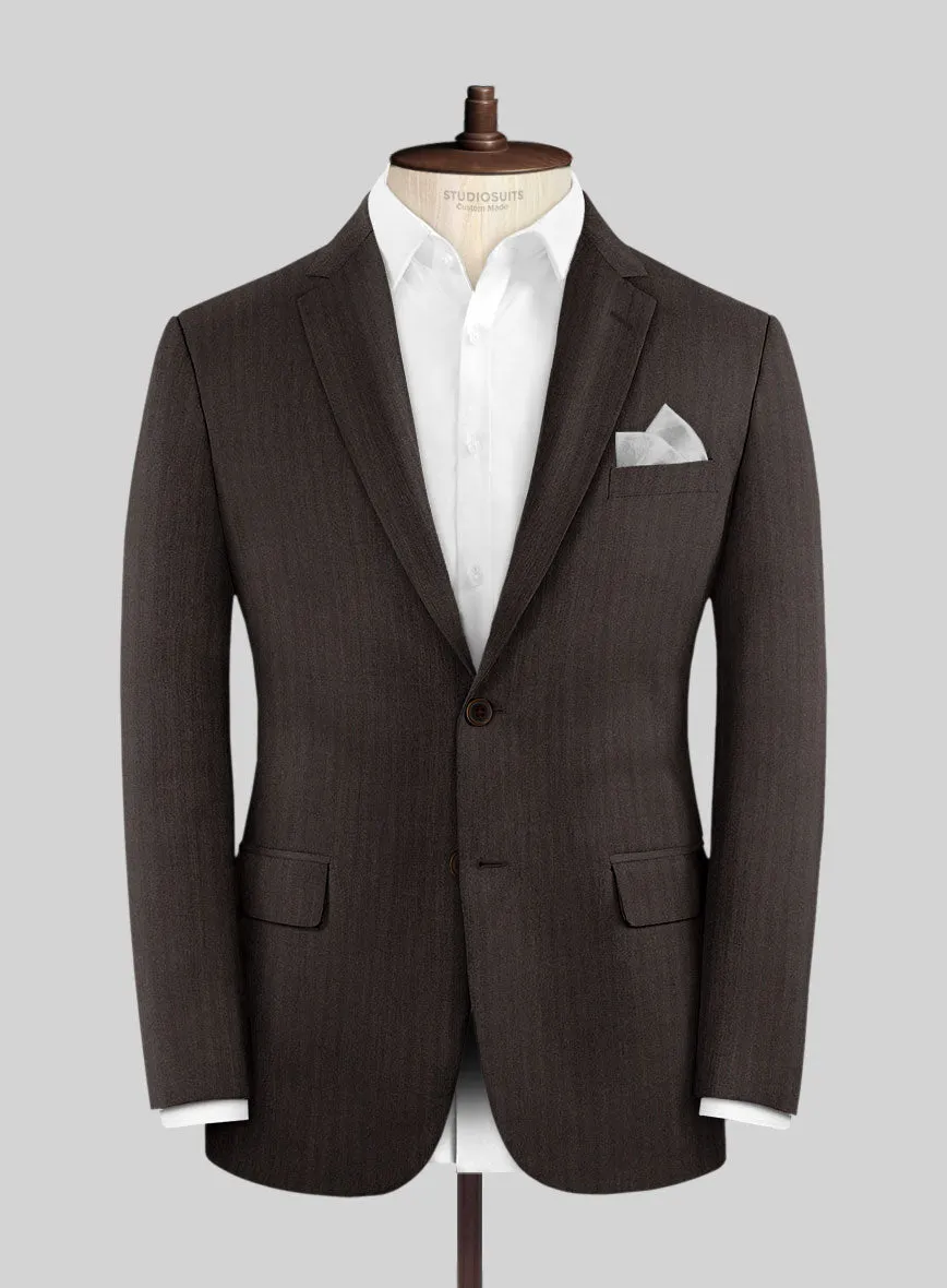 Hardy Minnis Dark Brown Herringbone Wool Jacket
