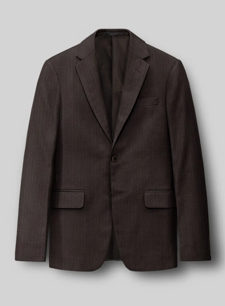 Hardy Minnis Dark Brown Herringbone Wool Jacket