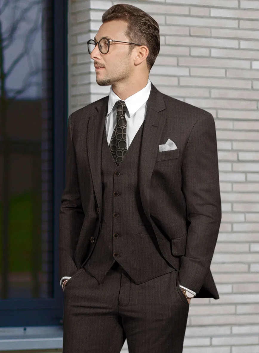 Hardy Minnis Dark Brown Herringbone Wool Jacket