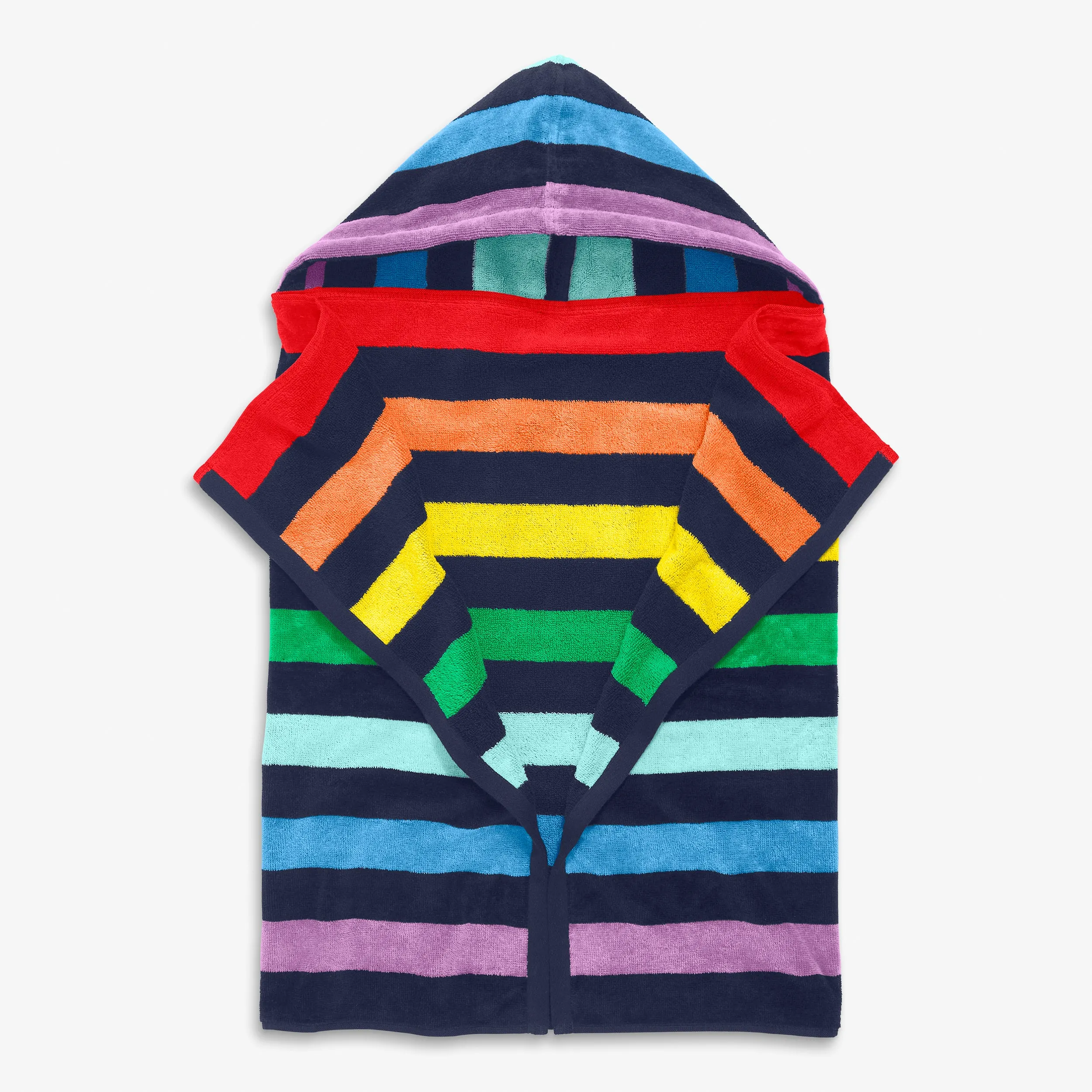 Hoodie towel in rainbow stripe