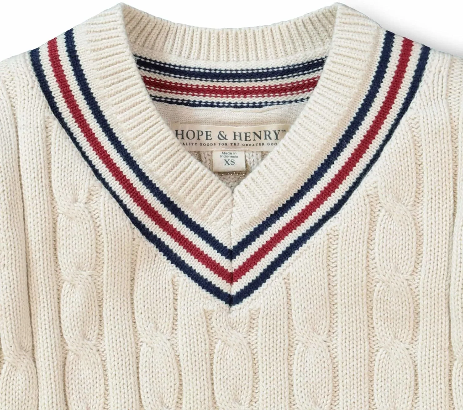 Hope & Henry Boys' Long Sleeve V-Neck Cricket Sweater