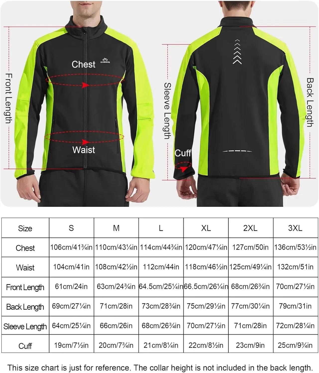 INBIKE Cycling Jacket for Men Running Biking Jackets Mens Windbreaker Reflective Windproof Fleece Lined Cold Weather