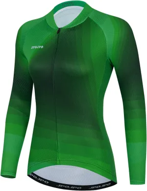 JPOJPO Cycling Jersey Women's Long Sleeve Autumn Pure Color Tops Bike Shirts Gradient Bicycle Jacket S-3XL