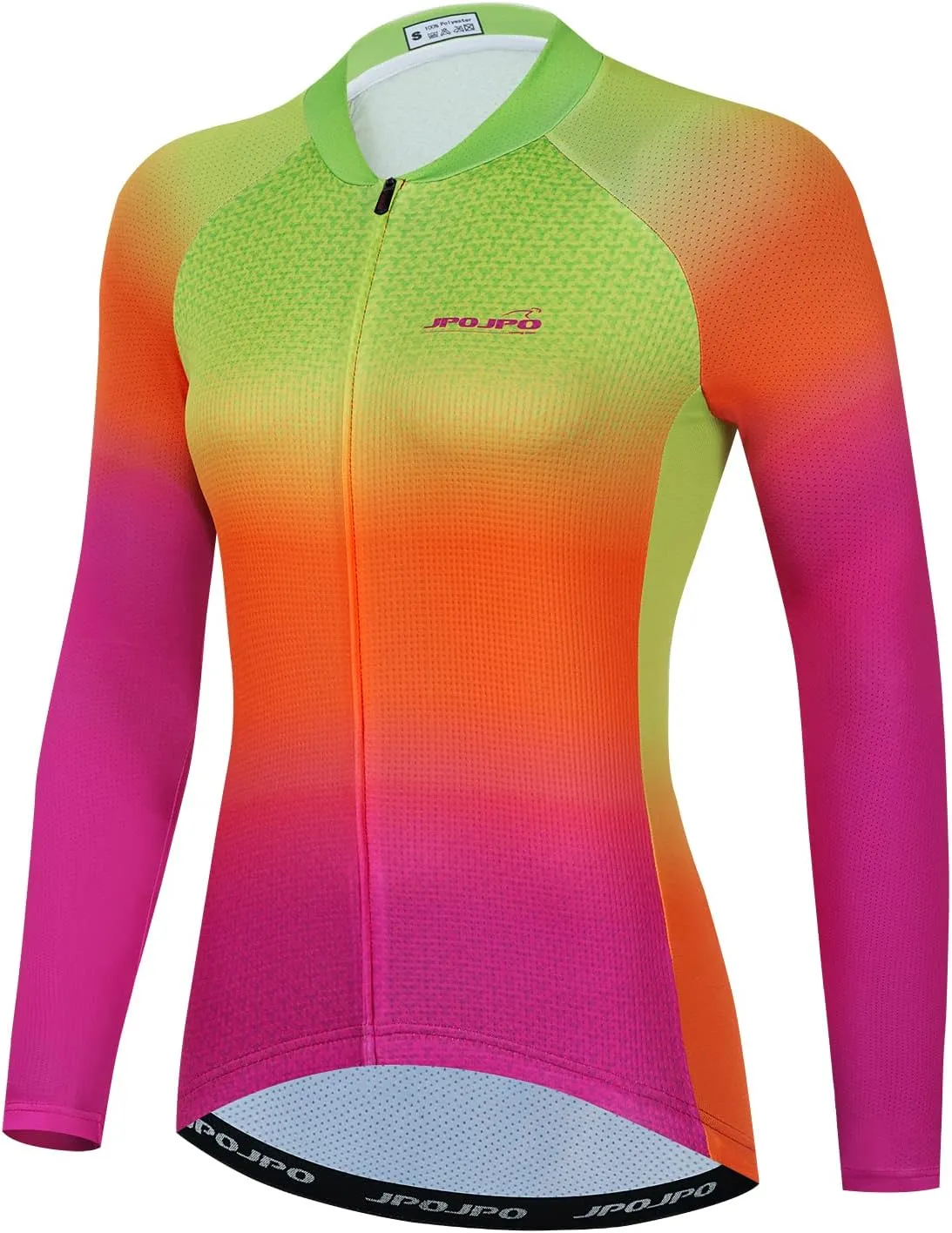 JPOJPO Cycling Jersey Women's Long Sleeve Autumn Pure Color Tops Bike Shirts Gradient Bicycle Jacket S-3XL