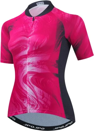 JPOJPO Women's Cycling Jersey, Short Sleeve and Bike Clothing Reflective 3-Pockets S-3XL