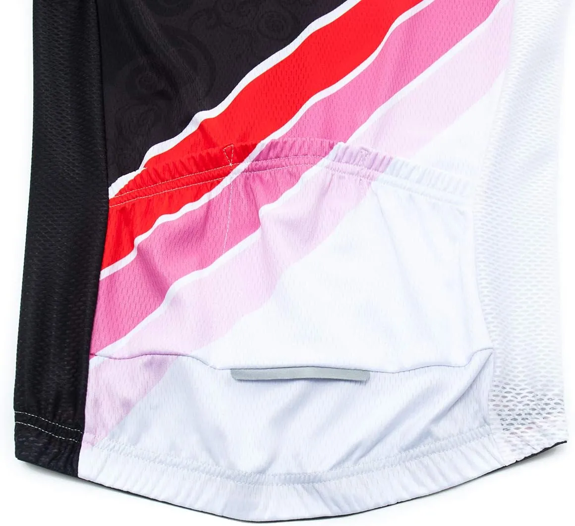 JPOJPO Women's Cycling Jersey, Short Sleeve and Bike Clothing Reflective 3-Pockets S-3XL