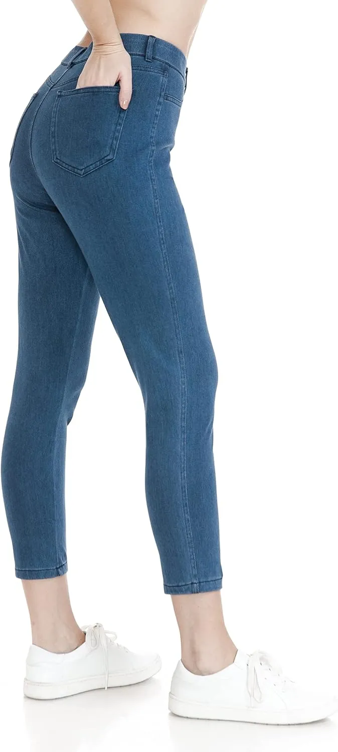 Leggings Depot Women's Stretch Pull-on Skinny Denim Look Jean Leggings (Available in Plus Size)