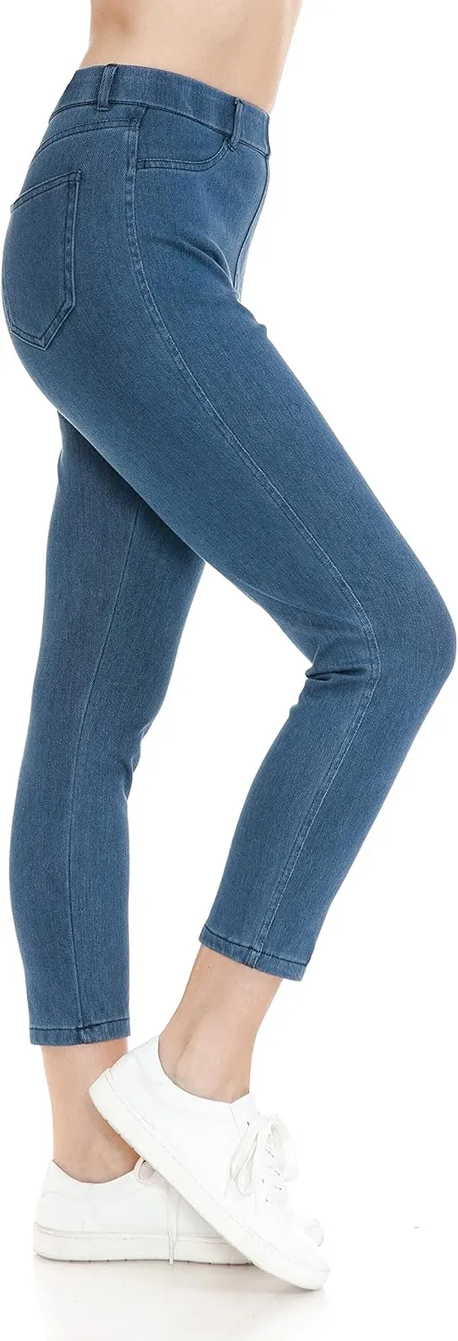 Leggings Depot Women's Stretch Pull-on Skinny Denim Look Jean Leggings (Available in Plus Size)