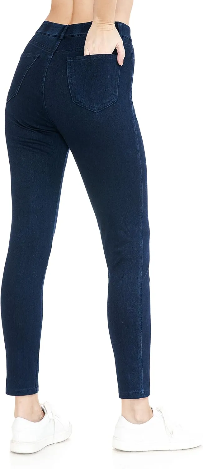 Leggings Depot Women's Stretch Pull-on Skinny Denim Look Jean Leggings (Available in Plus Size)
