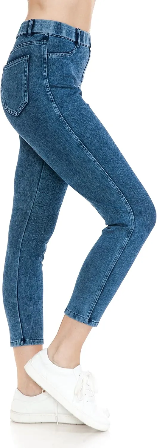 Leggings Depot Women's Stretch Pull-on Skinny Denim Look Jean Leggings (Available in Plus Size)