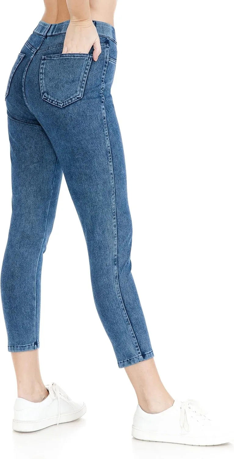 Leggings Depot Women's Stretch Pull-on Skinny Denim Look Jean Leggings (Available in Plus Size)