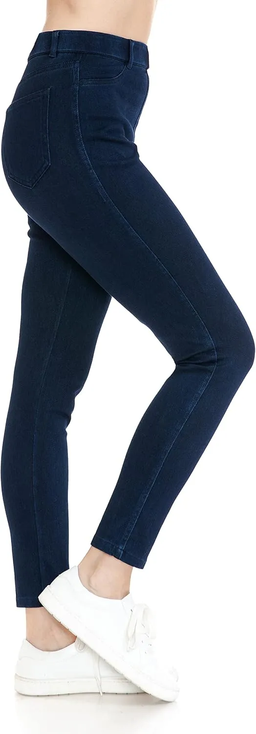 Leggings Depot Women's Stretch Pull-on Skinny Denim Look Jean Leggings (Available in Plus Size)