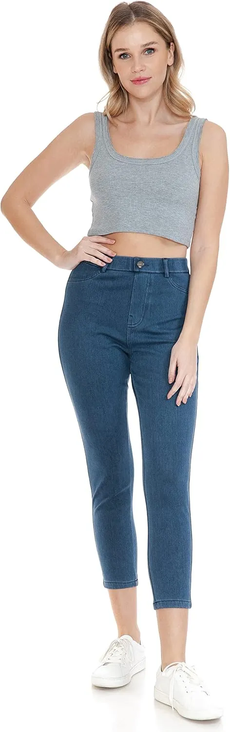 Leggings Depot Women's Stretch Pull-on Skinny Denim Look Jean Leggings (Available in Plus Size)