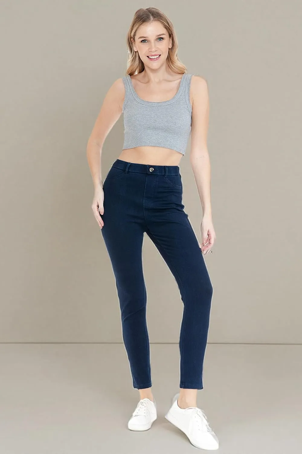 Leggings Depot Women's Stretch Pull-on Skinny Denim Look Jean Leggings (Available in Plus Size)