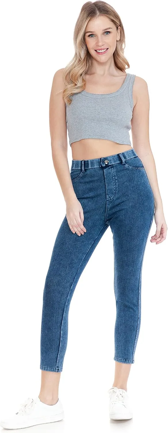 Leggings Depot Women's Stretch Pull-on Skinny Denim Look Jean Leggings (Available in Plus Size)