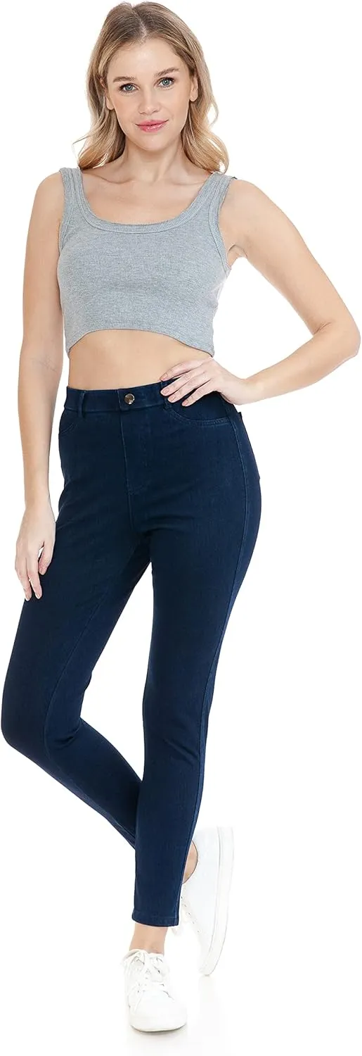 Leggings Depot Women's Stretch Pull-on Skinny Denim Look Jean Leggings (Available in Plus Size)