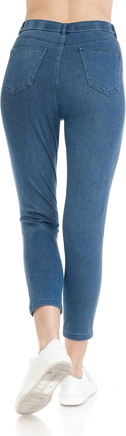 Leggings Depot Women's Stretch Pull-on Skinny Denim Look Jean Leggings (Available in Plus Size)