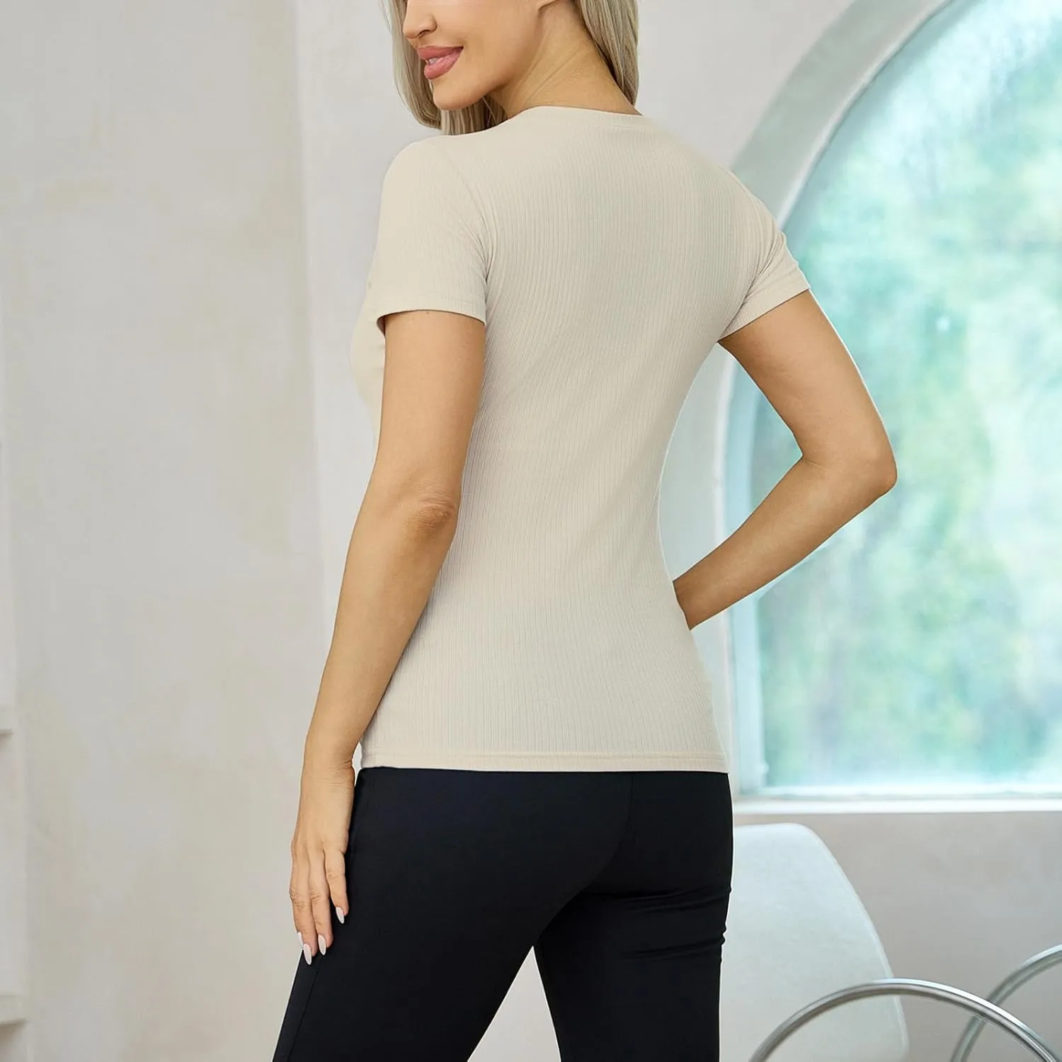 Liu & Qu Women's Maternity Nursing Tops Rib Short Sleeve Breastfeeding Shirts Maternity Clothes 3-Pack
