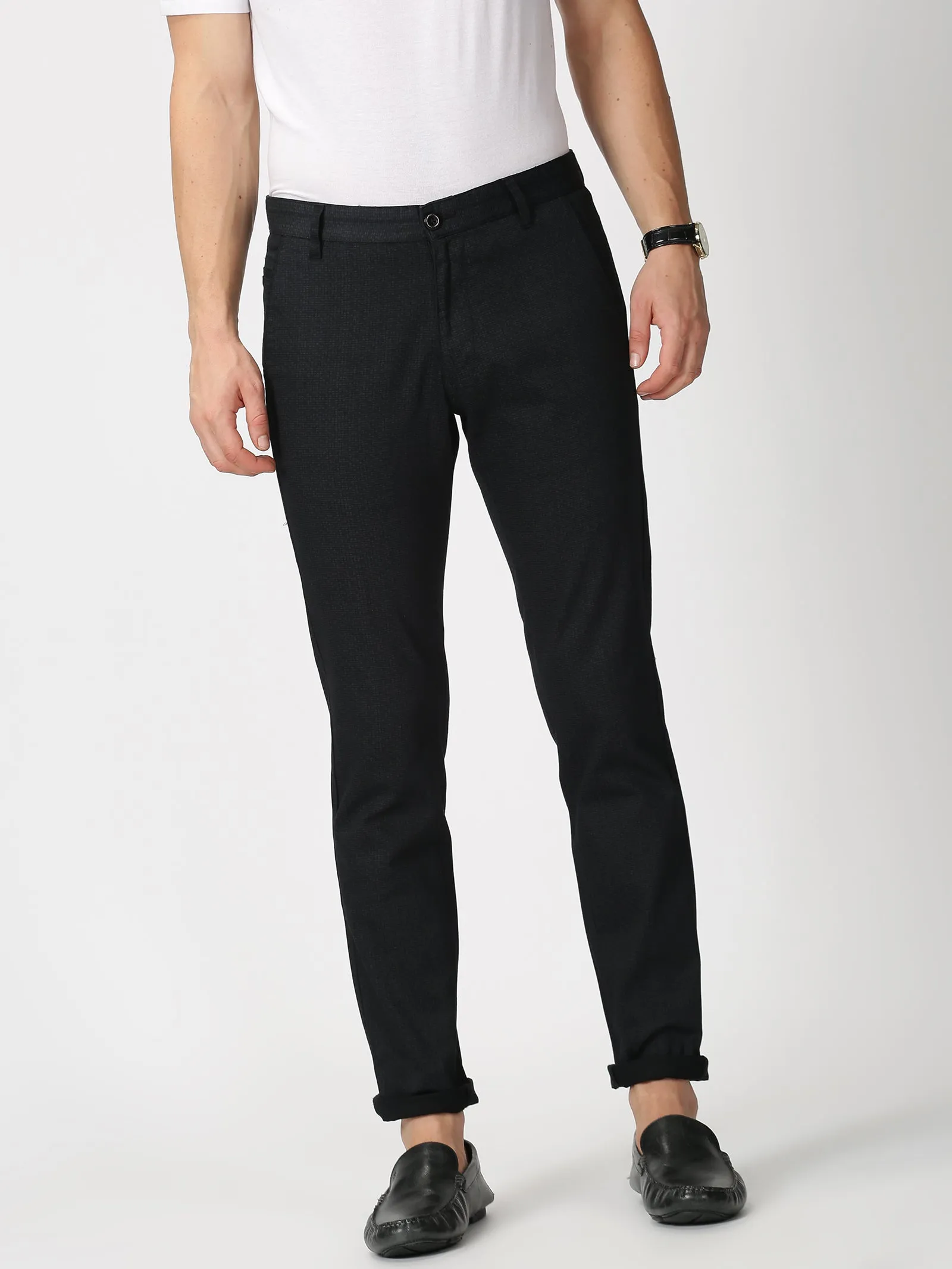 MEN'S BLACK PRINT JASON FIT TROUSER