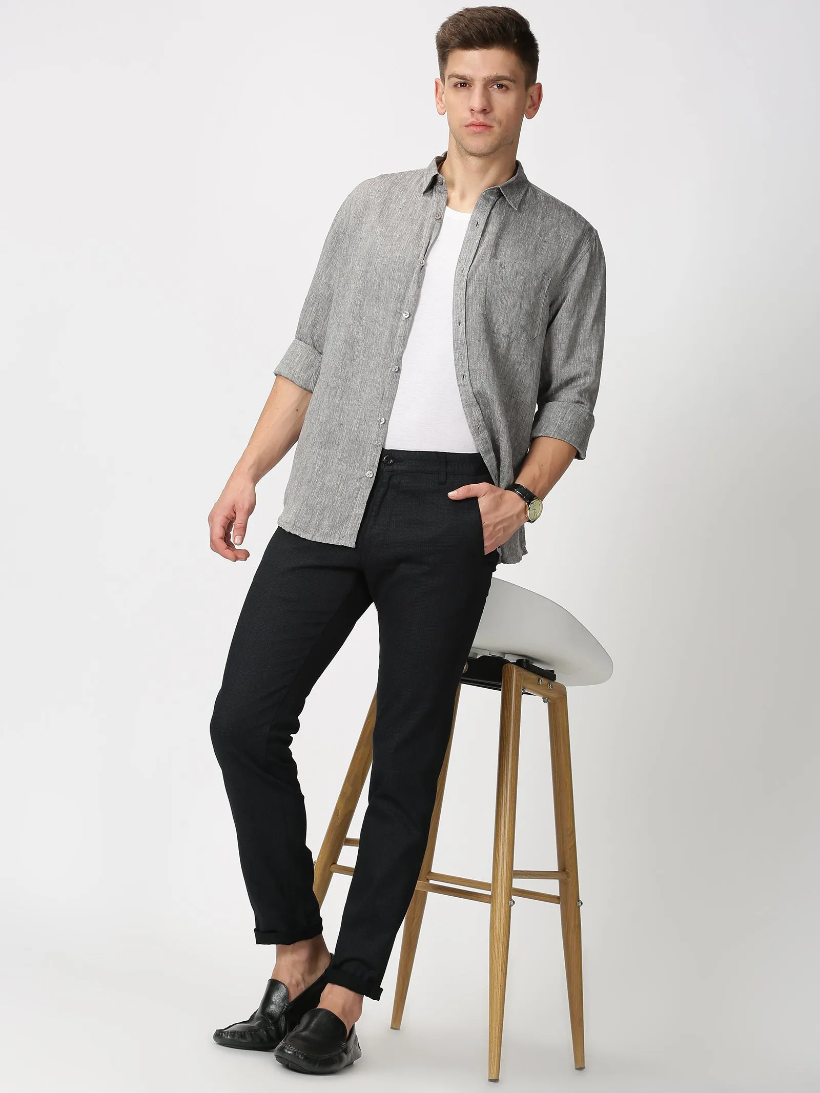 MEN'S BLACK PRINT JASON FIT TROUSER