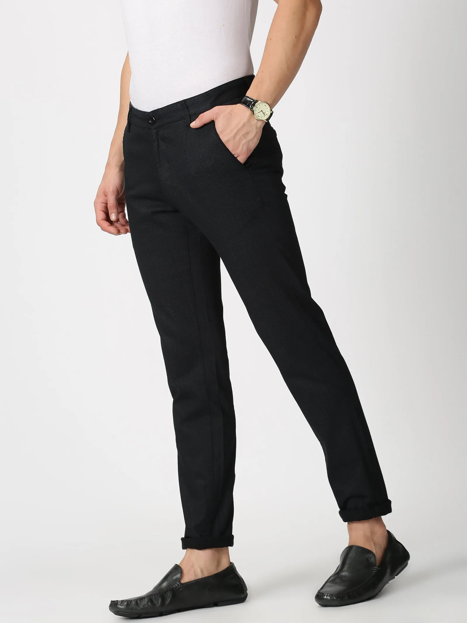MEN'S BLACK PRINT JASON FIT TROUSER