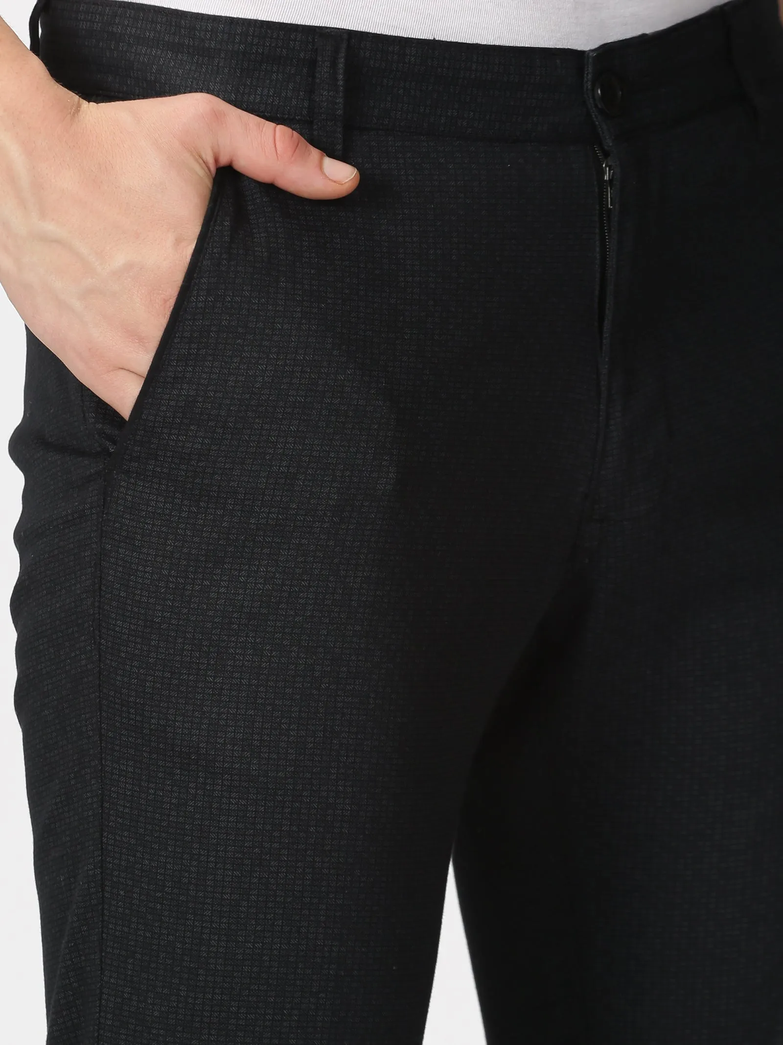 MEN'S BLACK PRINT JASON FIT TROUSER