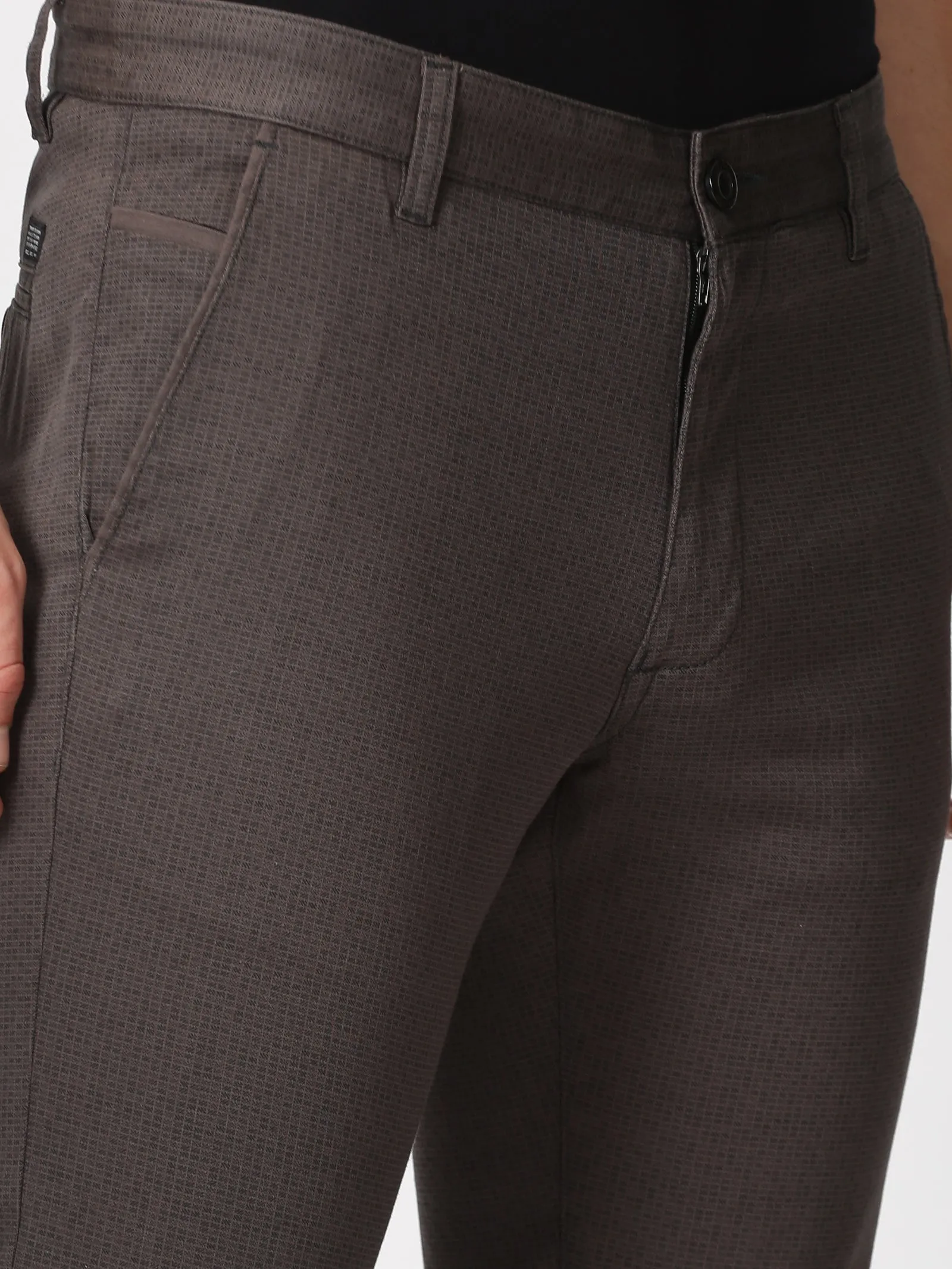 MEN'S DK GREY PRINT JASON FIT TROUSER