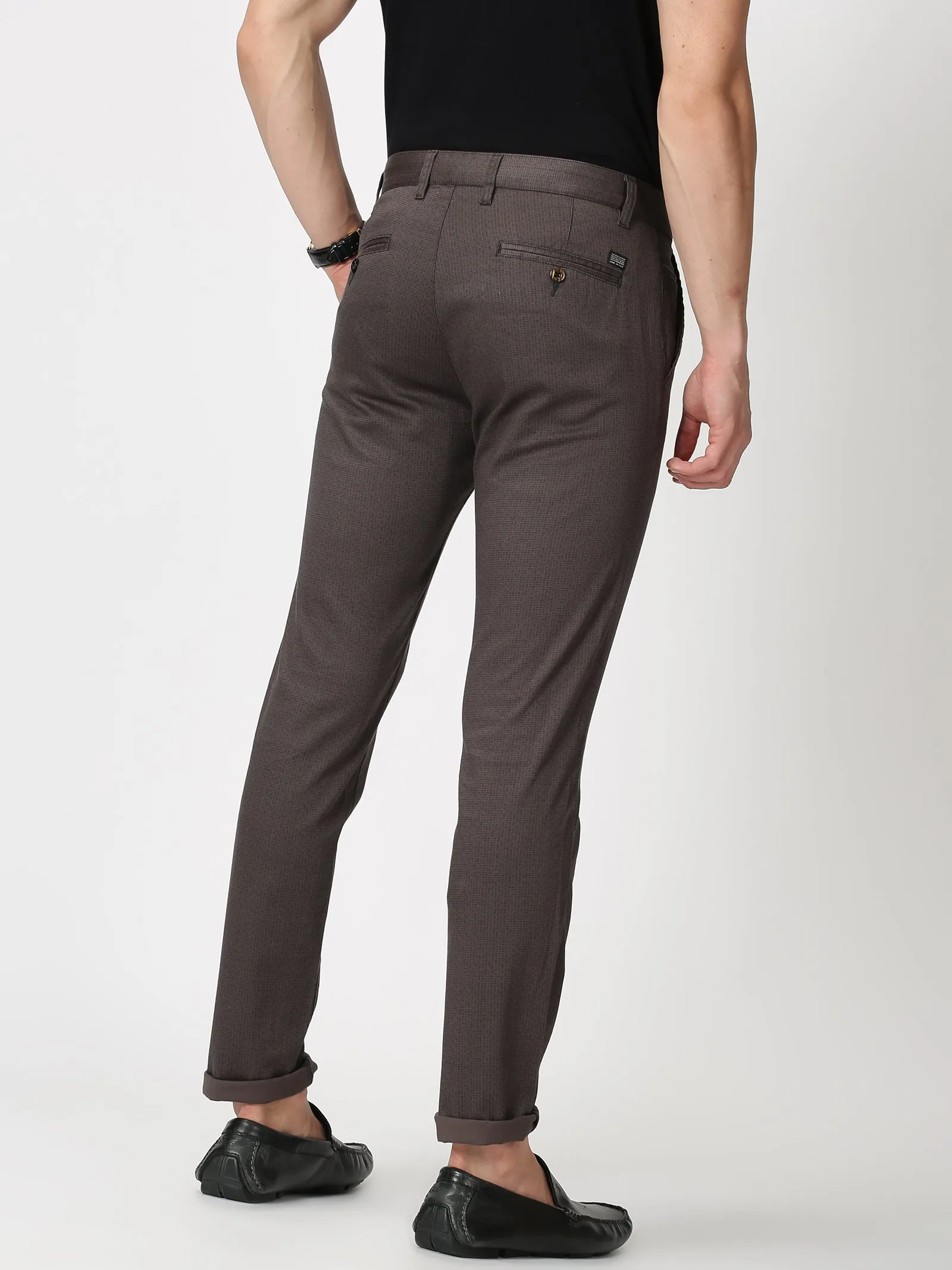 MEN'S DK GREY PRINT JASON FIT TROUSER