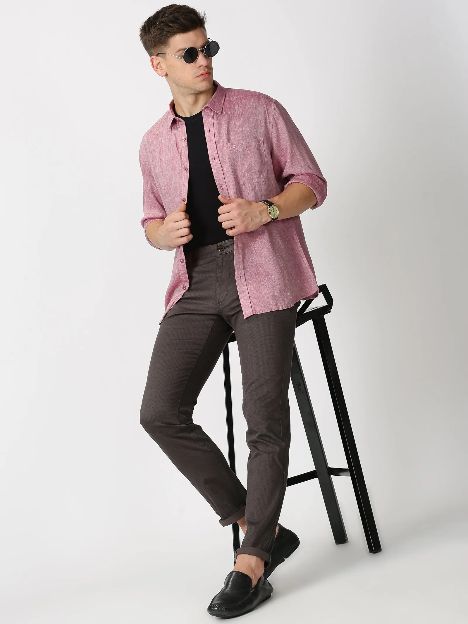 MEN'S DK GREY PRINT JASON FIT TROUSER